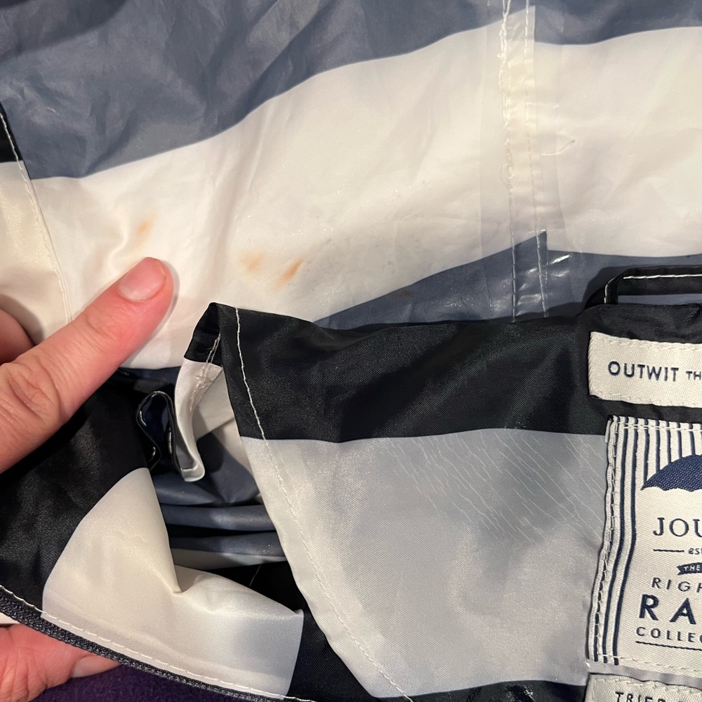 JOULES Right as Rain French Navy Stripe Golightly Raincoat Size 6 Packable - Picture 16 of 16